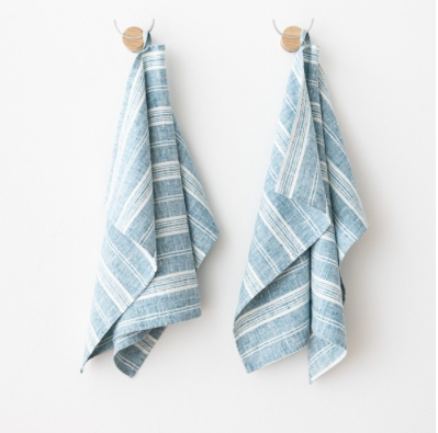 Geschirrtuch Multistripe Blue Leinen