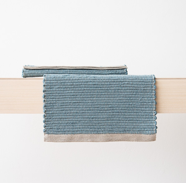 Platzdecke Leinen Lara Stone Blue