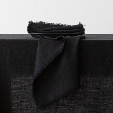 Stoffserviette Terra fringe black