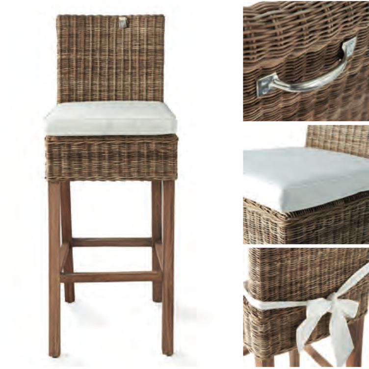 Rustic Rattan Bar Stool