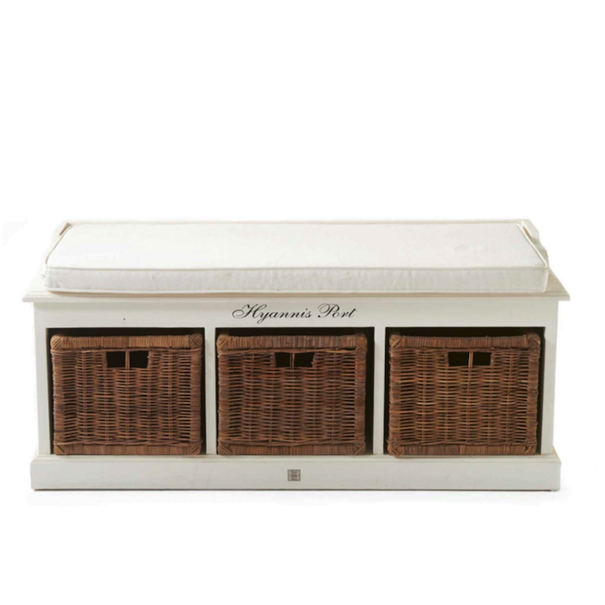 Hyannis Port Bench 110x40 with Rattan Basket