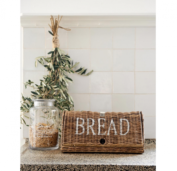 Rustic Rattan Bread Box