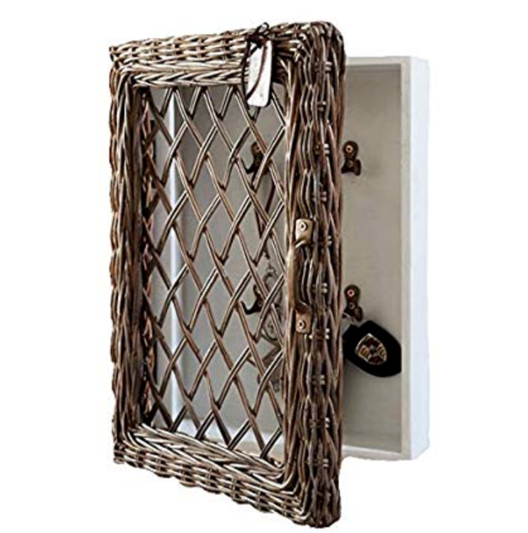 Rustic Rattan Key Cabinet