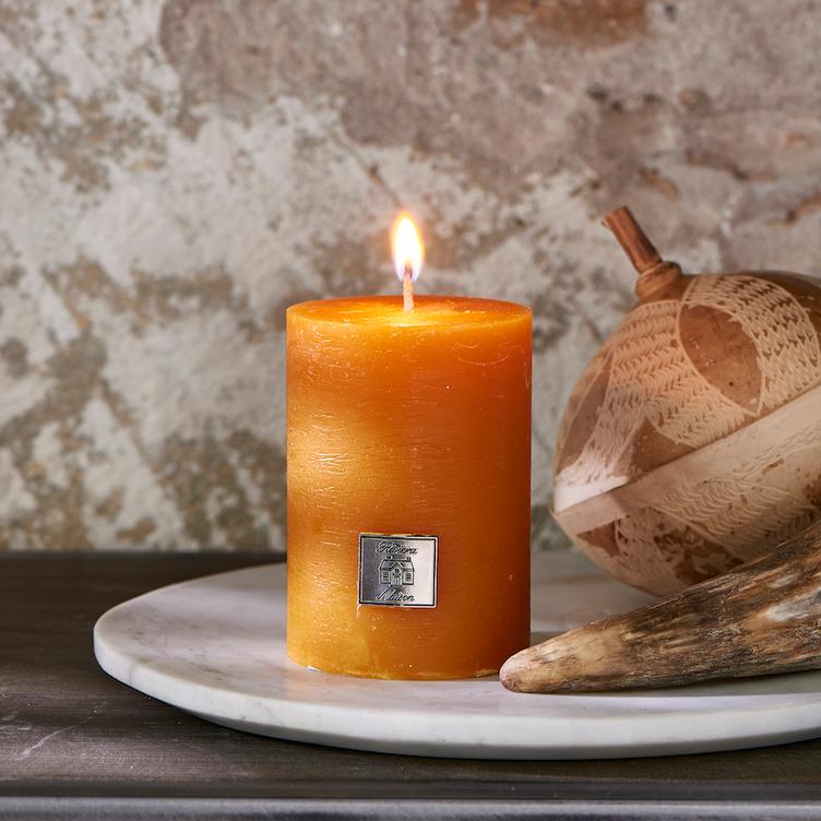 Rustic Candle ocher yellow 7 x 10
