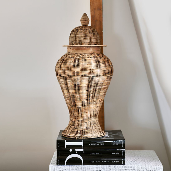 Rustic Rattan Ginger Pot L