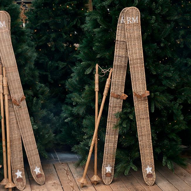 Rustic Rattan Ski Set