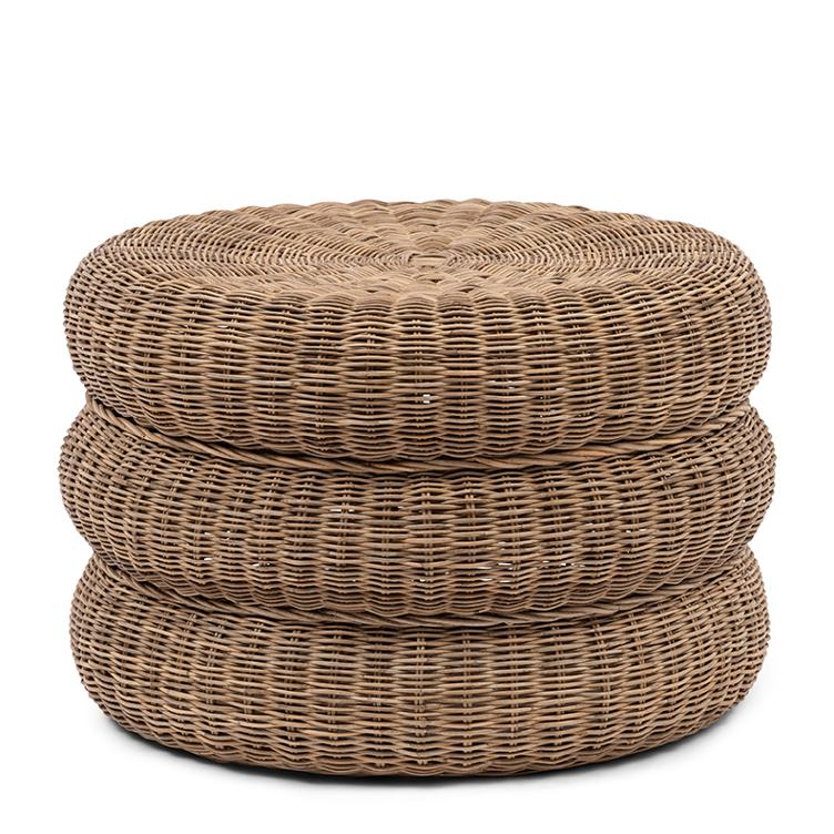 Rustic Rattan Macaron Footstool