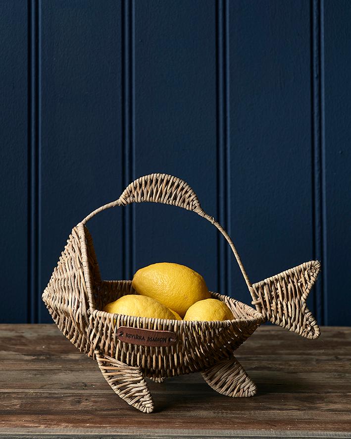 Rustic Rattan Happy Fish Basket