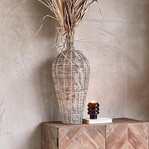 Rustic Rattan Weave Vase