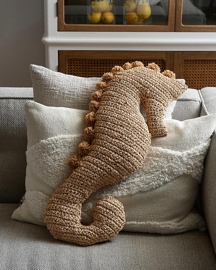 Sea Horse Raffia Pillow