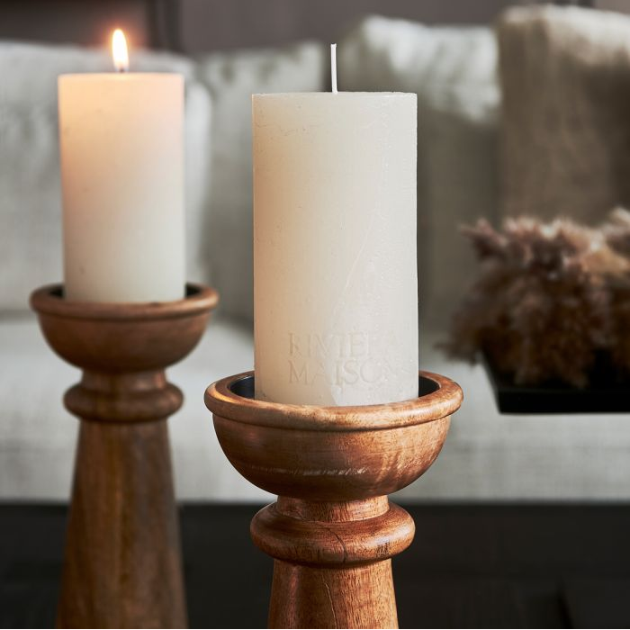 Pillar Candle Rustic white 7x13
