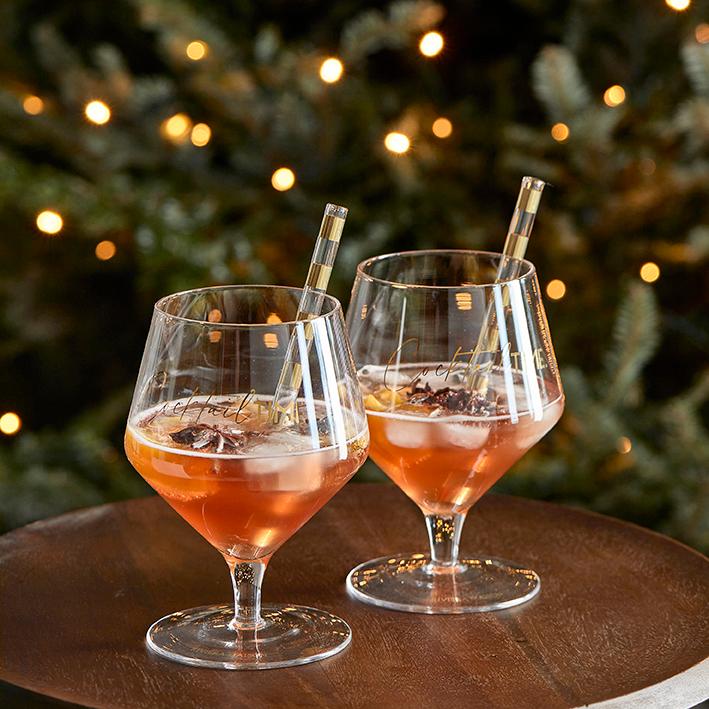 Cocktail Time Glass & Straw 2 pcs