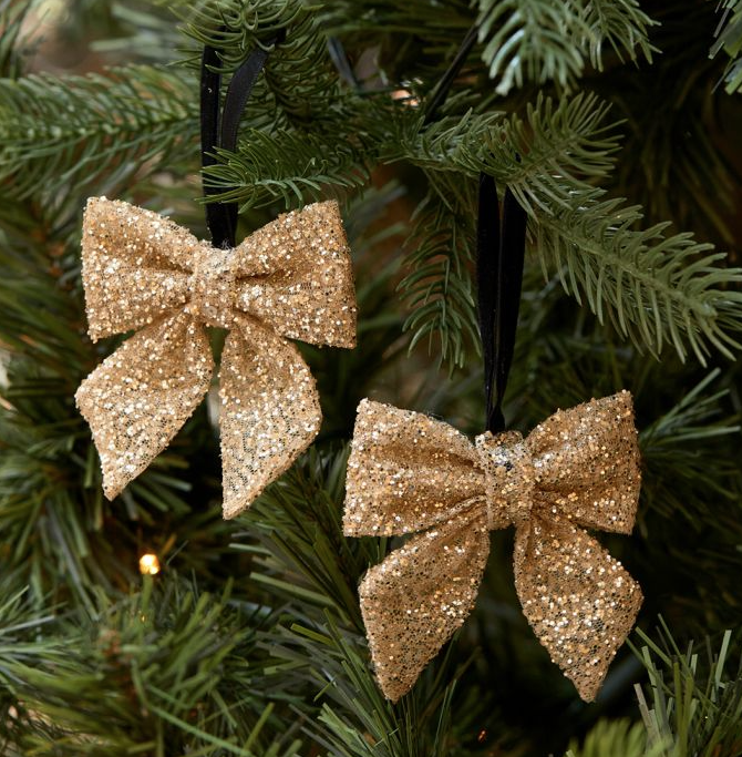 Mini Bow Ornament gold 2 pieces