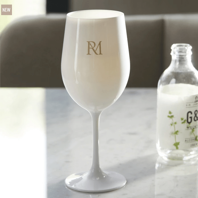 RM Monogram Outdoor Wine Glass white