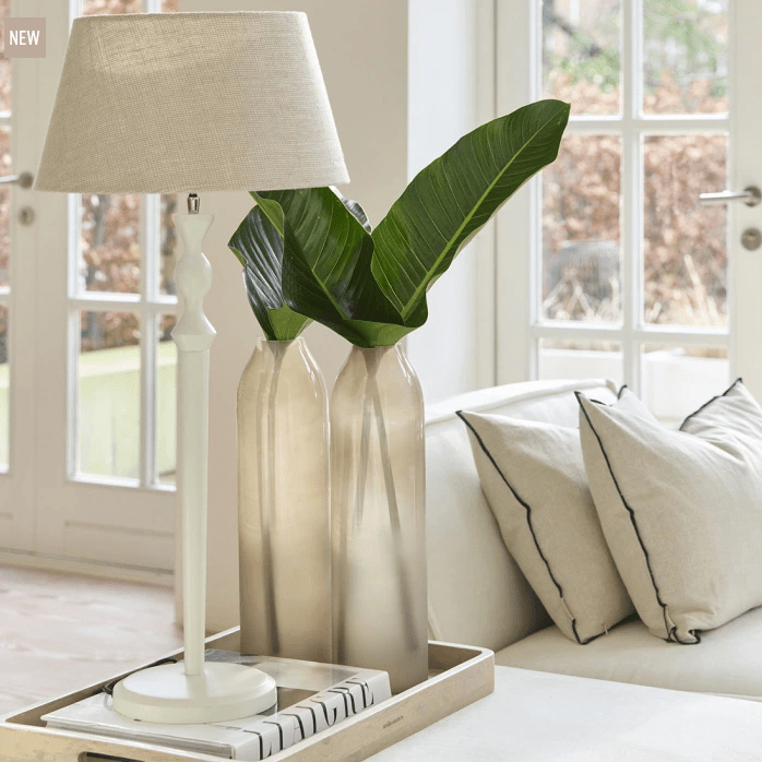 Structured Linen Taper Lampshade flax 38x21 - 2